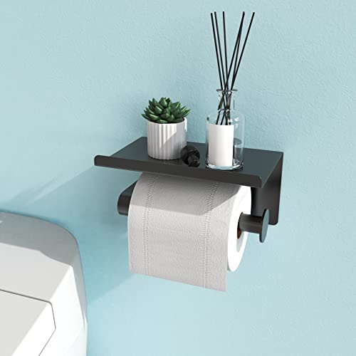 Self Adhesive Toilet Paper Holder with Phone Shelf, Wall Mounted T...