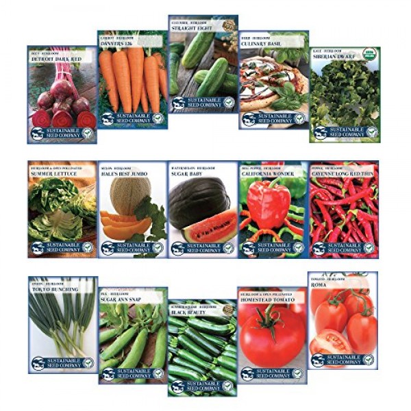 Instant Garden, Heirloom Vegetable Seed Collection, 15 Variety Non...
