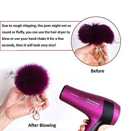 SUSULU DIY 12pcs Faux Fox Fur Fluffy Pompom Ball with Elastic Stri...