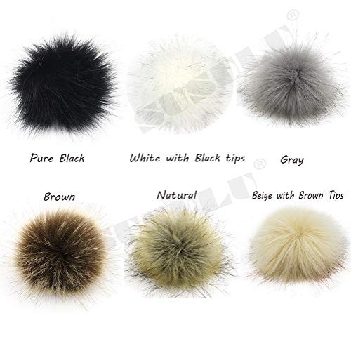 SUSULU DIY 12pcs Faux Fox Fur Fluffy Pompom Ball with Elastic Stri...