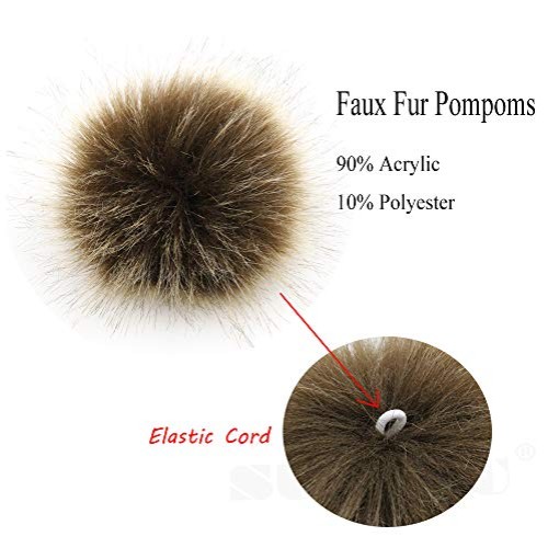 SUSULU DIY 12pcs Faux Fox Fur Fluffy Pompom Ball with Elastic Stri...
