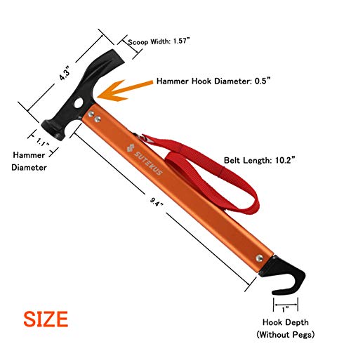 Sutekus Peg Hammer Tent Stake Hammer Wedge Hammer Camping Hammer L...