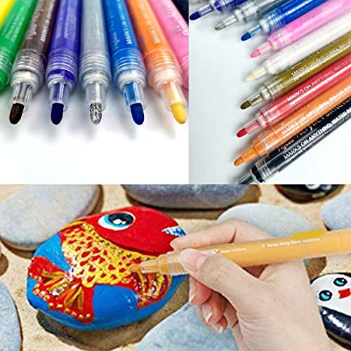 Paint Pens for Rock Painting Stone Ceramic Glass Wood Fabric Canva...