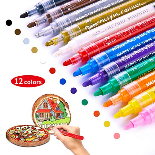 Paint Pens for Rock Painting Stone Ceramic Glass Wood Fabric Canva...