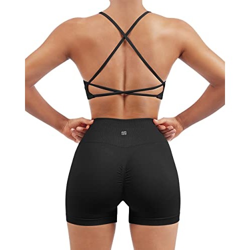 SUUKSESS Women Seamless 2 piece Workout Sets Strappy Padded Sports...