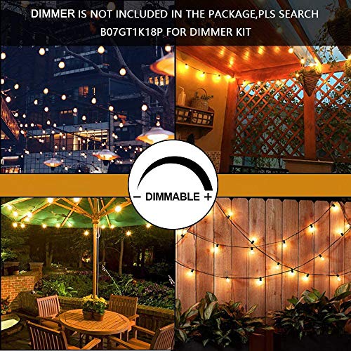 Svater Outdoor String Lights,100ft with 50 Dimmable Waterproof G40...