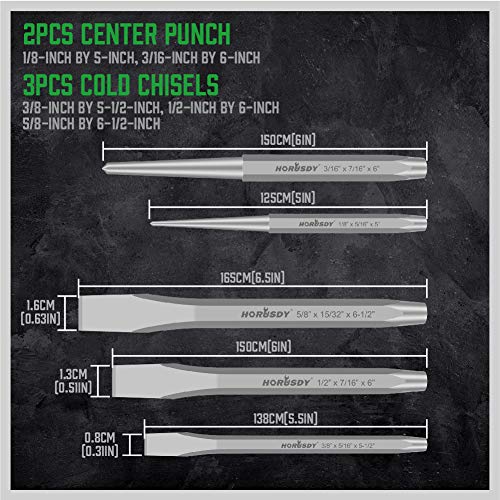 SWANLAKE 16-Piece Punch and Chisel Set, Including Taper Punch, Col...