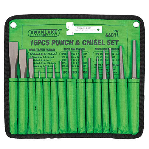 SWANLAKE 16-Piece Punch and Chisel Set, Including Taper Punch, Col...