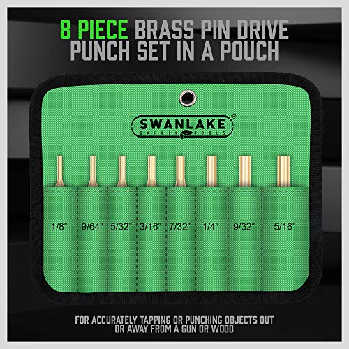 SWANLAKE 8-Piece Brass Pin Punch Set, 1/8 - 5/16 Brass Pin Drive...