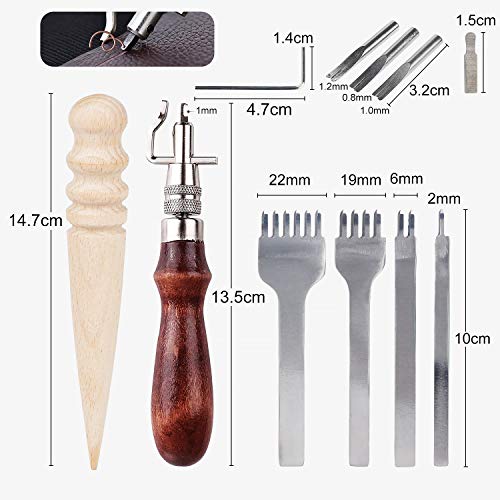 13-in-1 Set Leather Working Tools Leather Craft Tools + 1/2/4/6 Pr...