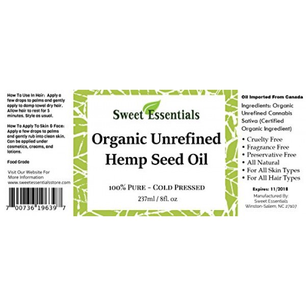 Organic Extra Unrefined Seed Oil Food Grade 2oz