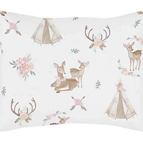 Sweet Jojo Designs Blush Pink, Mint Green and White Boho Watercolo...