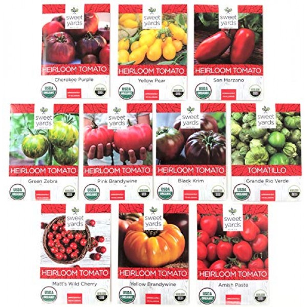 Heirloom Tomato Seeds Assortment - Ten Organic and Non-GMO Varieti...