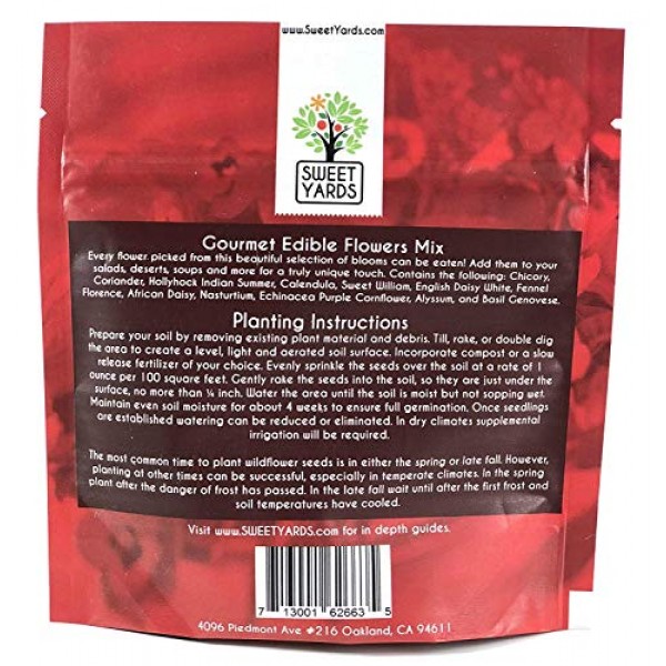 Wildflower Seeds Edible Flowers Mix - 1 Ounce Over 7,000 Open Poll...
