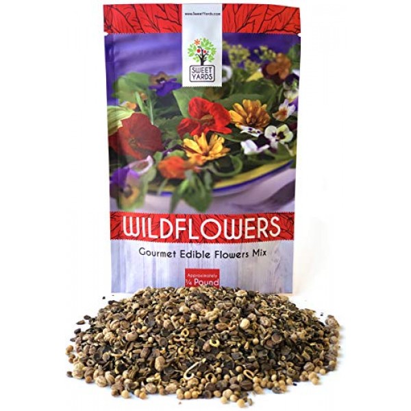Wildflower Seeds Edible Flowers Mix - Bulk 1/4 Pound Bag Over 30,0...