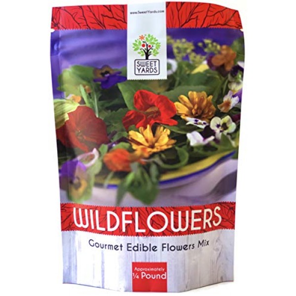Wildflower Seeds Edible Flowers Mix - Bulk 1/4 Pound Bag Over 30,0...