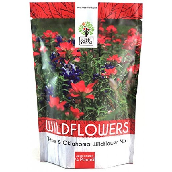 Texas Oklahoma Wildflower Seeds Mixture - Bulk 1/4 Pound Bag - Ove...