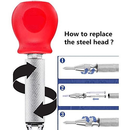 4 Pack Automatic Center Punch,Sweetfamily 5 inch Brass Spring Load...