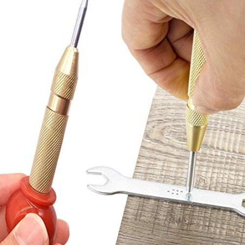 4 Pack Automatic Center Punch,Sweetfamily 5 inch Brass Spring Load...