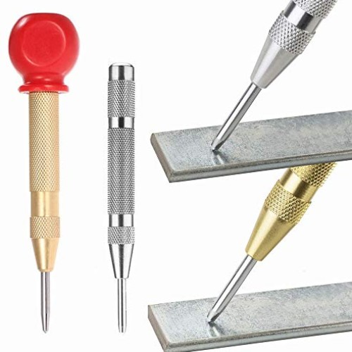 4 Pack Automatic Center Punch,Sweetfamily 5 inch Brass Spring Load...