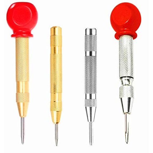 4 Pack Automatic Center Punch,Sweetfamily 5 inch Brass Spring Load...