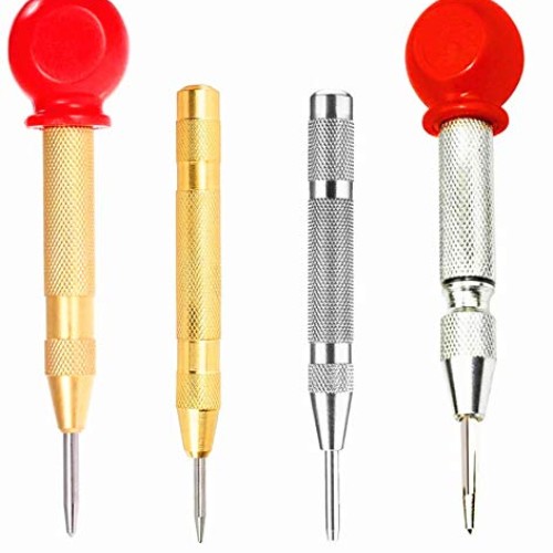 4 Pack Automatic Center Punch,Sweetfamily 5 inch Brass Spring Load...