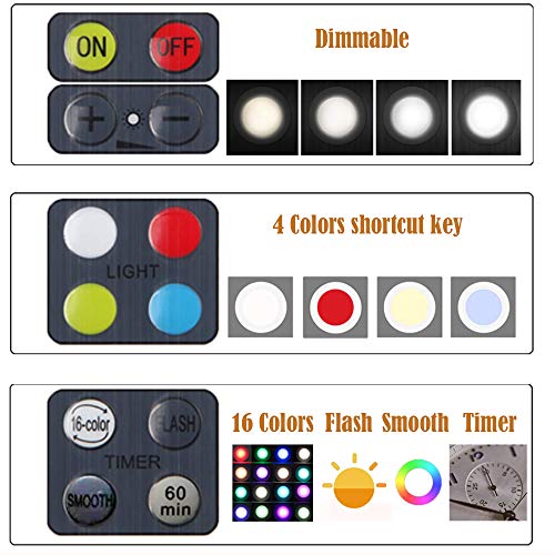 LED Color Changing Lights with Remote & Timer, Colored Puck Light ...