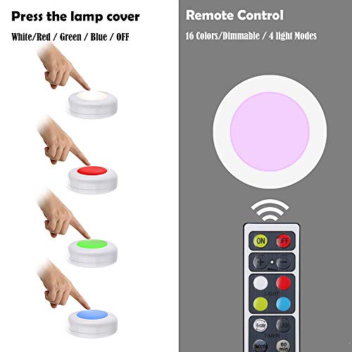 LED Color Changing Lights with Remote & Timer, Colored Puck Light ...
