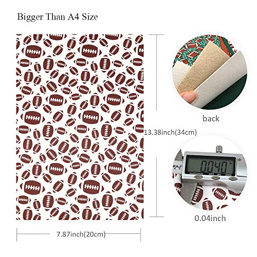 Football Theme Printed Faux Leather Fabric Sheets Litchi Synthetic...
