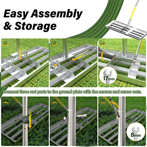 Lawn Leveling Rake, 30 x 10 inch Lawn Leveler Rake with Adjustable...