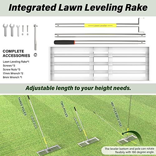 Lawn Leveling Rake, 30 x 10 inch Lawn Leveler Rake with Adjustable...