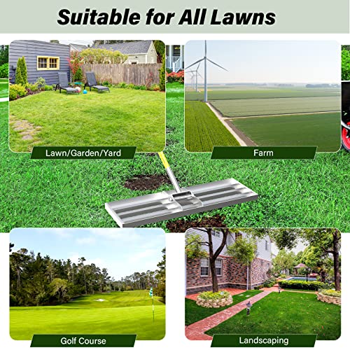 Lawn Leveling Rake, 30 x 10 inch Lawn Leveler Rake with Adjustable...