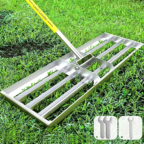 Lawn Leveling Rake, 30 x 10 inch Lawn Leveler Rake with Adjustable...