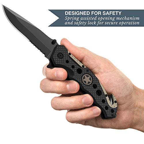 3-in-1 Carbon Fiber Tactical Knife for Emergency First Responders ...
