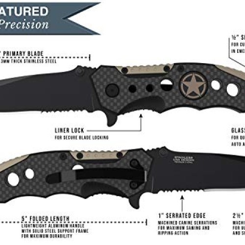 3-in-1 Carbon Fiber Tactical Knife for Emergency First Responders ...