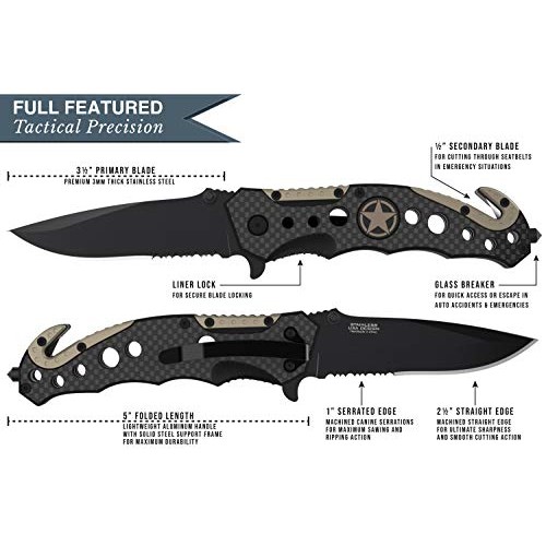 3-in-1 Carbon Fiber Tactical Knife for Emergency First Responders ...