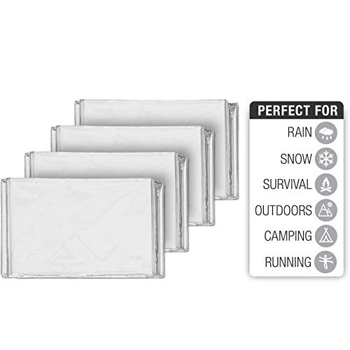 Emergency Mylar Thermal Blankets 4-Pack + Bonus Signature Gold F...
