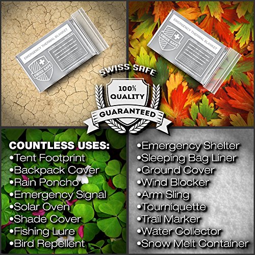 Emergency Mylar Thermal Blankets 4-Pack + Bonus Signature Gold F...