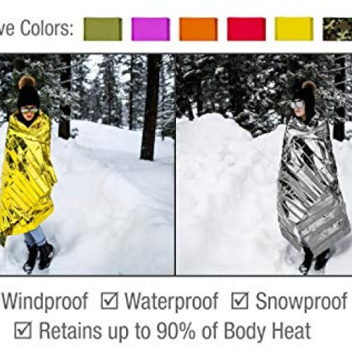 Emergency Mylar Thermal Blankets 4-Pack + Bonus Signature Gold F...
