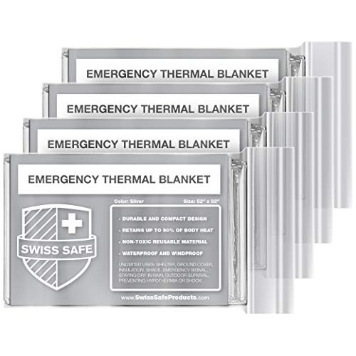 Emergency Mylar Thermal Blankets 4-Pack + Bonus Signature Gold F...