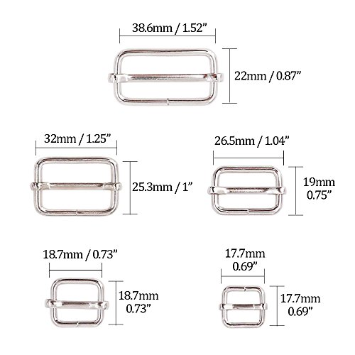 Swpeet 100 Pcs Metal Rectangle Adjuster Triglides Slides Buckle, R...