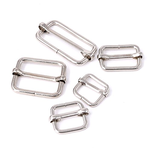 Swpeet 100 Pcs Metal Rectangle Adjuster Triglides Slides Buckle, R...