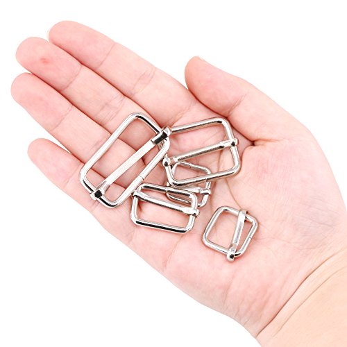 Swpeet 100 Pcs Metal Rectangle Adjuster Triglides Slides Buckle, R...