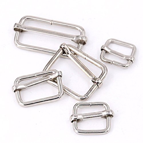 Swpeet 100 Pcs Metal Rectangle Adjuster Triglides Slides Buckle, R...