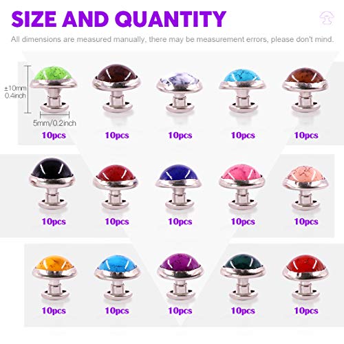 Swpeet 150Pcs 10mm 15 Colors Leathercraft Turquoise Rapid Rivets S...
