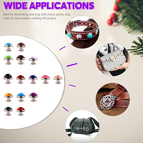 Swpeet 150Pcs 10mm 15 Colors Leathercraft Turquoise Rapid Rivets S...