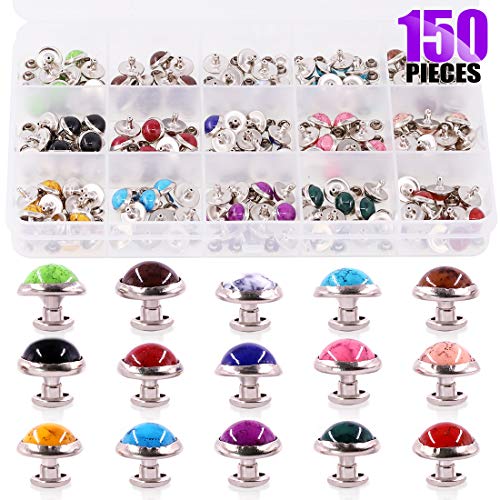 Swpeet 150Pcs 10mm 15 Colors Leathercraft Turquoise Rapid Rivets S...
