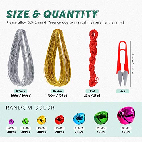 Swpeet 154Pcs Colorful 8mm-30mm Big Sizes Christmas Jingle Bells A...