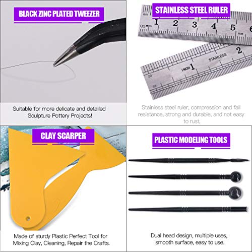 Swpeet 21Pcs Modeling Clay Sculpting Tools Kits, Handle Double-Sid...