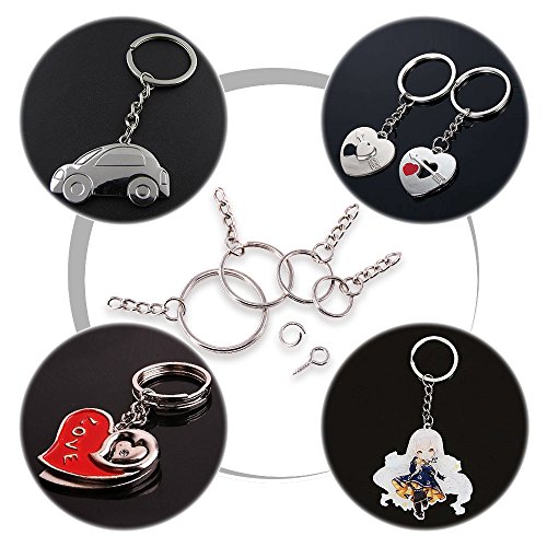 Swpeet 300Pcs Sliver Key Chain Rings Kit, 100Pcs Keychain Rings wi...